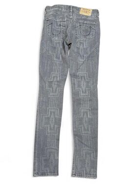 Y2K True Religion Rare Tribal Embroidered Low Rise Slim Skinny Jeans